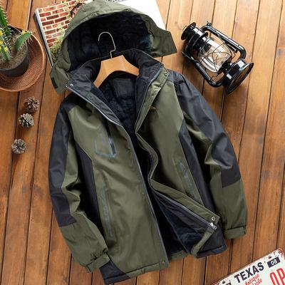 Kış Giyim Erkek Aşağı Ceket Kalın Polar Kadife Rüzgarlık Hoodies Kapşonlu Ceket Sonbahar Su Geçirmez Açık Dış Giyim Dağcılık Takım Elbise