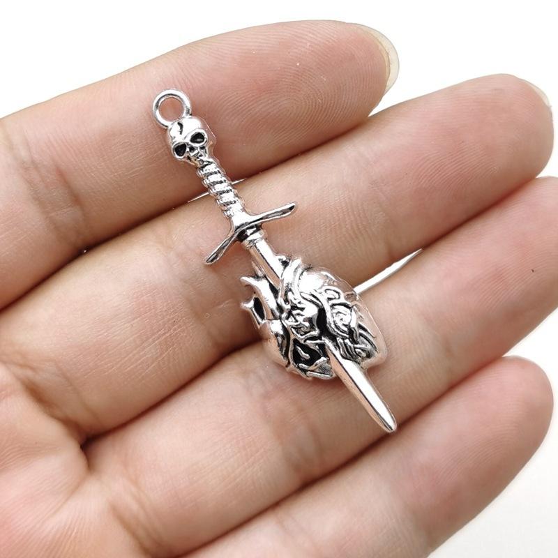 Gothic Skull Head Sword Wear Heart Alloy Pendant DIY Fashion Ornament Accessories