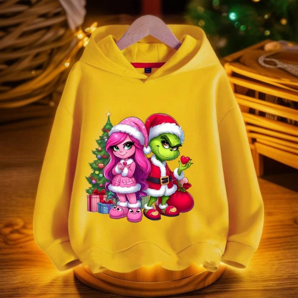 Cartoon Fashion Men Women's Hoodies Christmas Green Monster Print Pullover Cartoon Casual Sweatshirt Kids Hoodies Long Sleeve Clothing