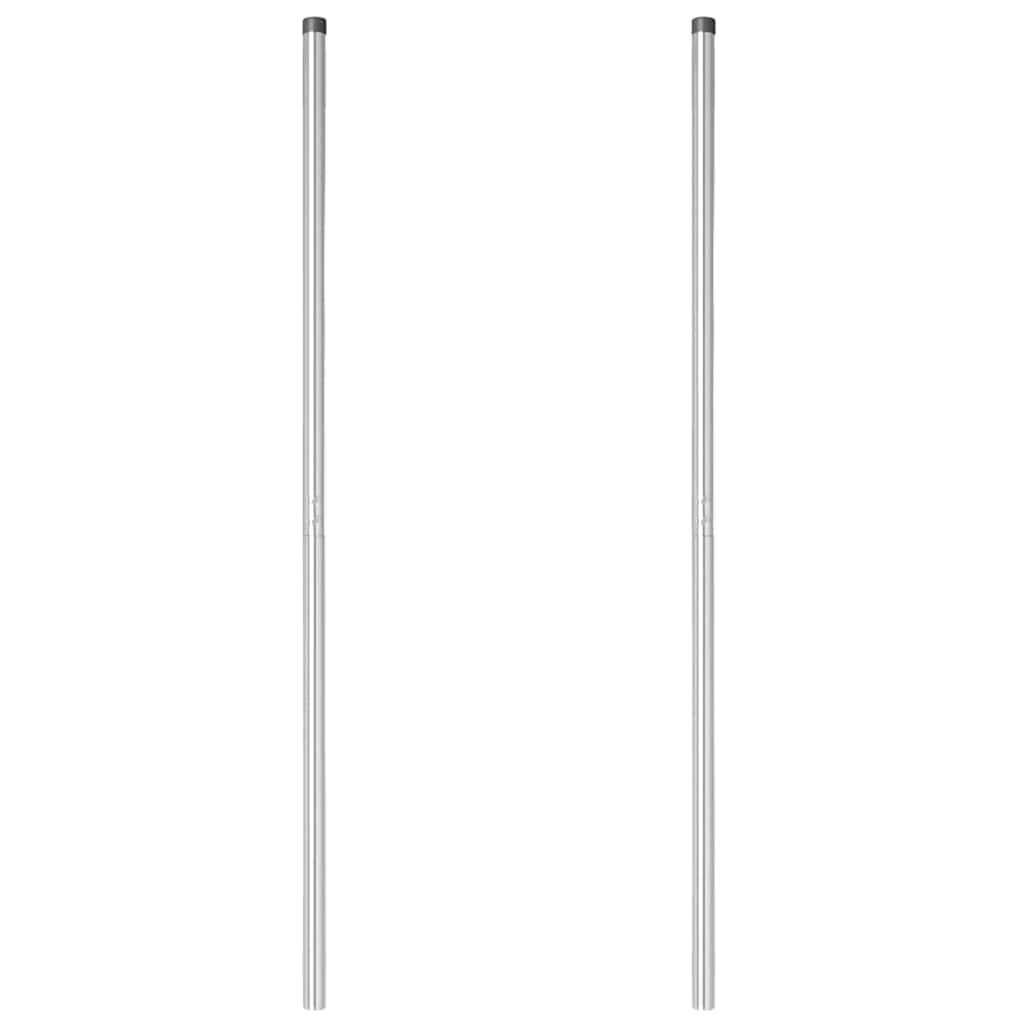 Fence Post Set 2 Pcs Silver Powder Coated Steel