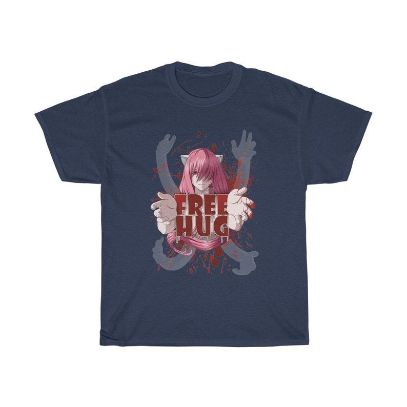 Elfen Lied Lucy Nyu Free Hugs Grafik T-Shirt Unisex Diclonius Königin Anime Streetwear Fan Geschenk Damen und Unisex T-Shirt