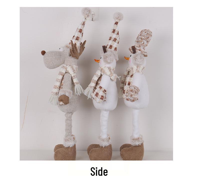 Telescopic Christmas Snowman and Knitted Reindeer Ornaments for Holiday Window Displays