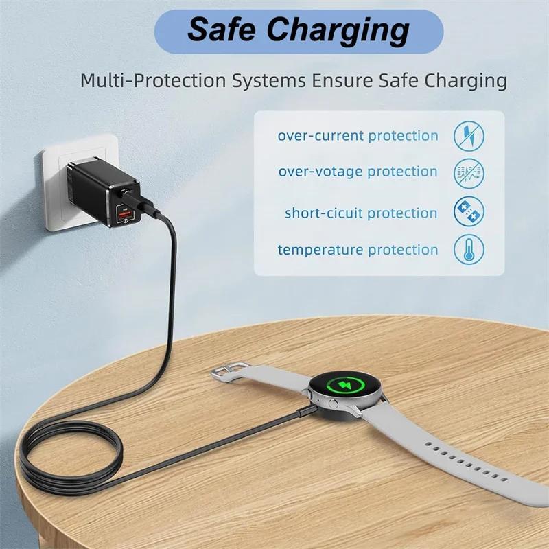Watch Wireless Charger for Samsung Galaxy Watch 7/6/5 5Pro 4/3 Active 2 USB Type C PD Cable Portable Fast Charging Dock Station