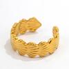 Stainless Steel Geometric Flower Leaves Rings for Women Men Classic Waterproof No Fade Splicing Opening Ring Jewelry Accessories