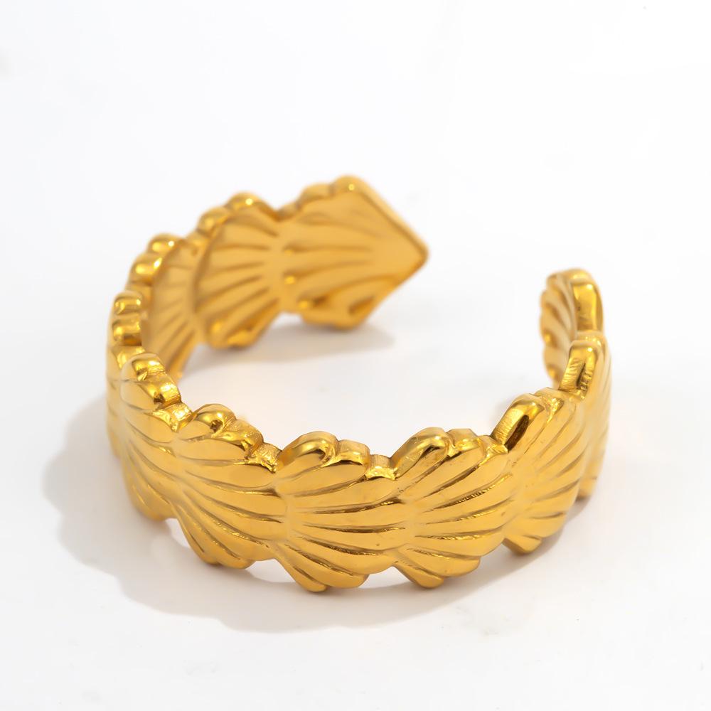 Stainless Steel Geometric Flower Leaves Rings for Women Men Classic Waterproof No Fade Splicing Opening Ring Jewelry Accessories