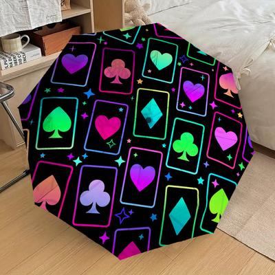 1pc Playing Cards Pattern Umbrella  Automatic Opening and Closing Umbrella, High Quality Umbrella, Ideal Gift for Her 175