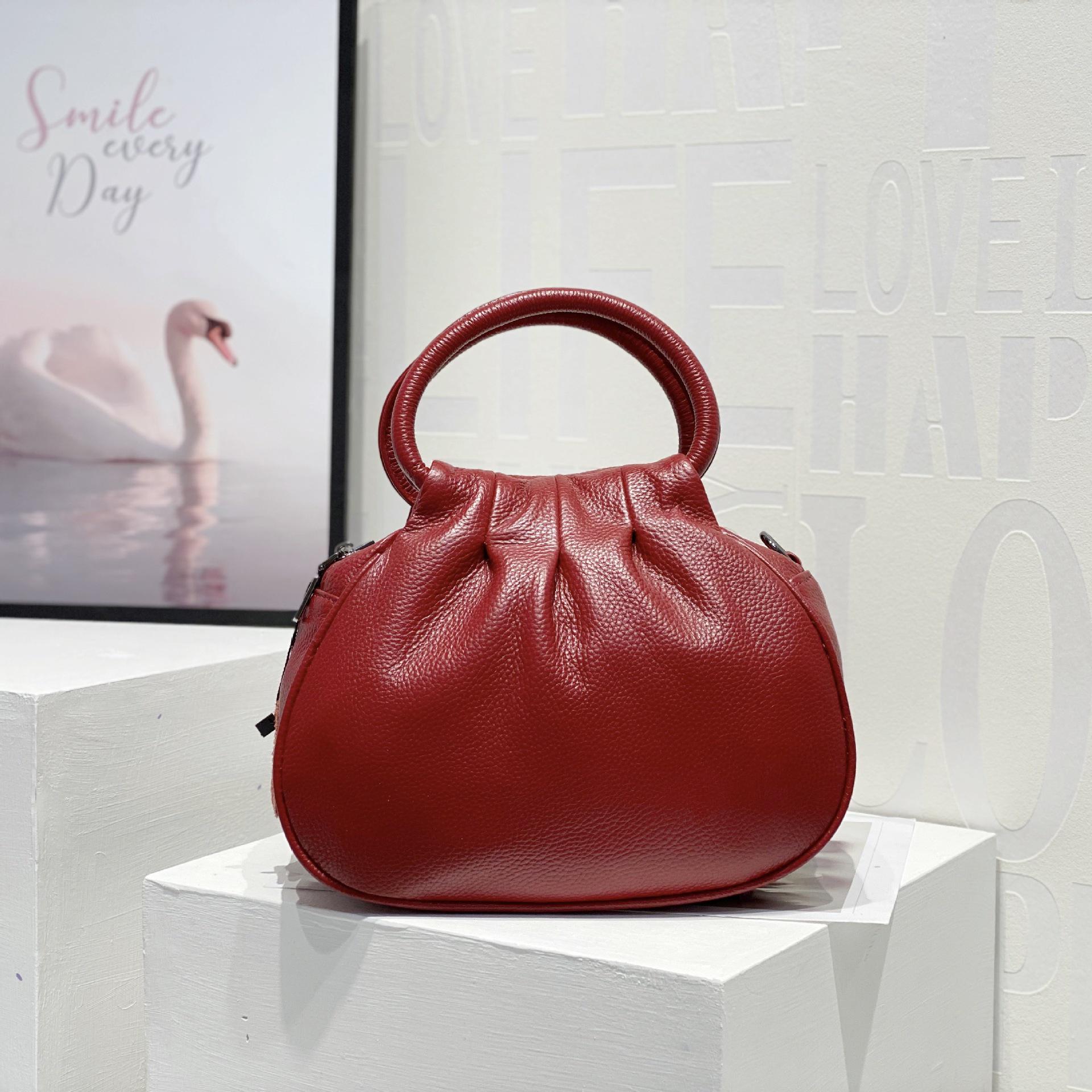 Women s Genuine Cowhide Leather Cloud Dumpling Bag – Soft, Fashionable & Versatile with Pleated Design