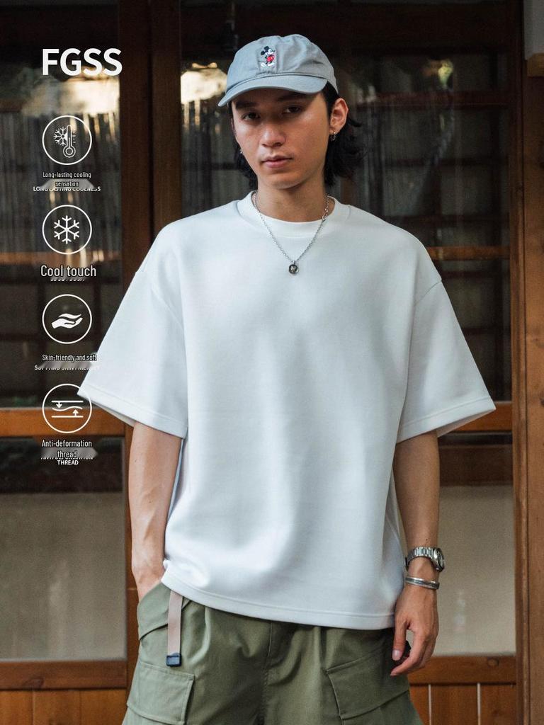 FGSS Menswear | 26SS Japanese Cityboy Cool Touch Space Cotton Small Collar Short Sleeve Loose T-shirt
