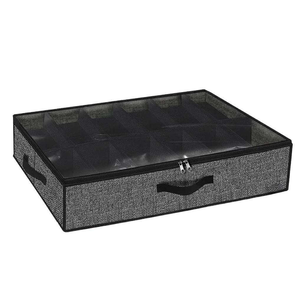 1/2 Pcs Collapsible Non-Woven Shoe Storage Box Transparent Shoe Organizer Bag Shoes Closet Storage Container with Compartments