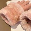 New Plush Winter Gloves Cute Cat Embroidery Full Finger Driving Mittens Women Touchable Screen Warm Touch Screen Gloves