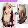 22 Inch Blonde Straight Bangs Wig Fiber Synthetic Wig Heat-resistant Non-Glare Natural Cosplay Hairpiece For Women Daily Korean Fashion