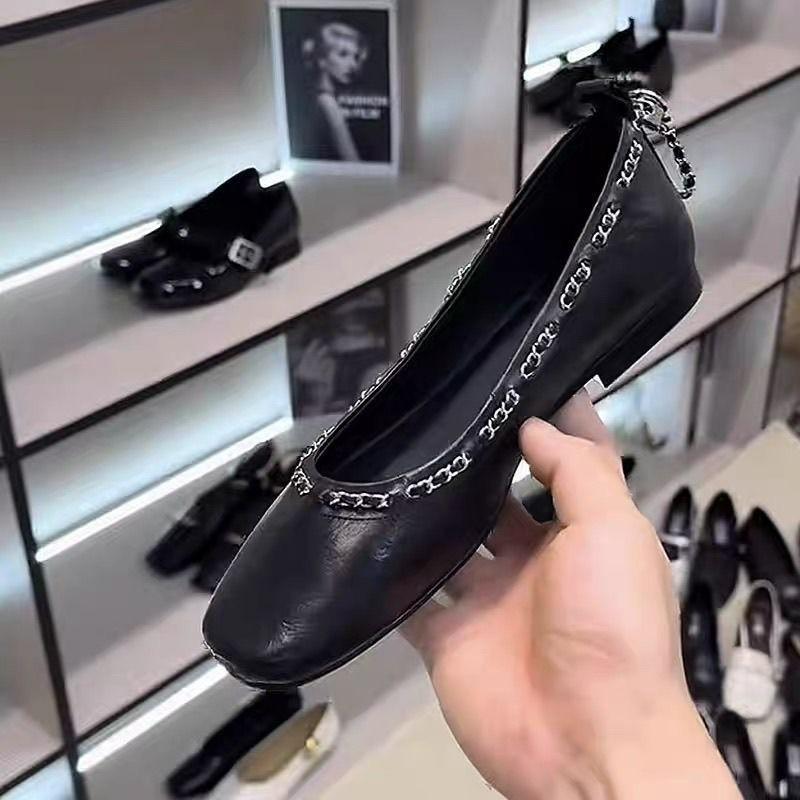 Great good to wear French single shoes for women's 2025 spring and autumn new soft-soled round head low heel flat-soled square heel real soft