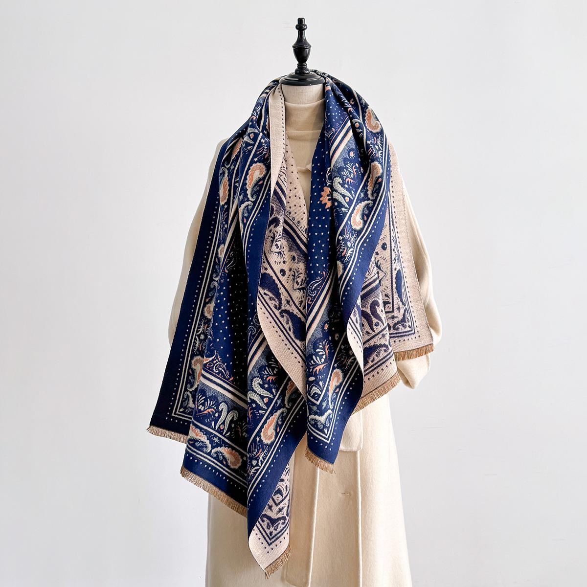 

Fashion Women S Faux Cashmere Winter Wrap Vintage Printed Tasseled Scarf Warm Shawl Stylish Accessory Perfect For Winter Outfits