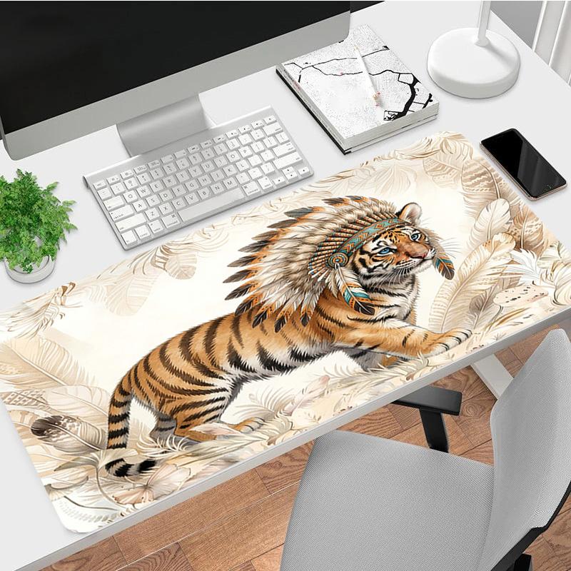 Tiger Chief Xl Gaming Mouse Pad Nonslip Rubber Base Stitched Edge Waterproof Desk Mat For Pc Laptop Gamer Office Computer Accessories C927639