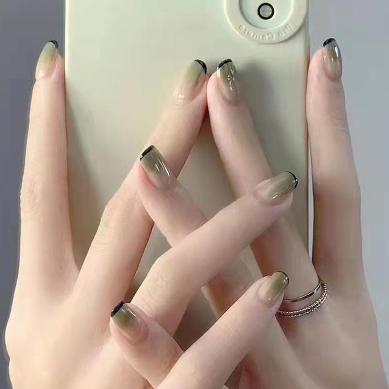 24 Stück Mandel Französische Press-On Nägel Abnehmbar Vollabdeckung Ballerina Falsche Nagelspitzen Für Damen Mädchen