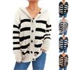 Women's Fashionable Casual Loose Fitting Plus Large Cap Knitted Sweater Single Breasted Long Sleeved Knitted Cardigan Sweater Jacket