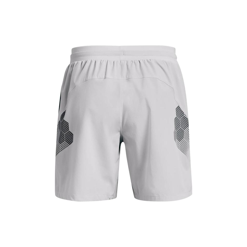 Under Armour Honeycomb Pattern Printed Embroidered Logo Drawstring Loose Fit Shorts Men Shorts White 1370416-014