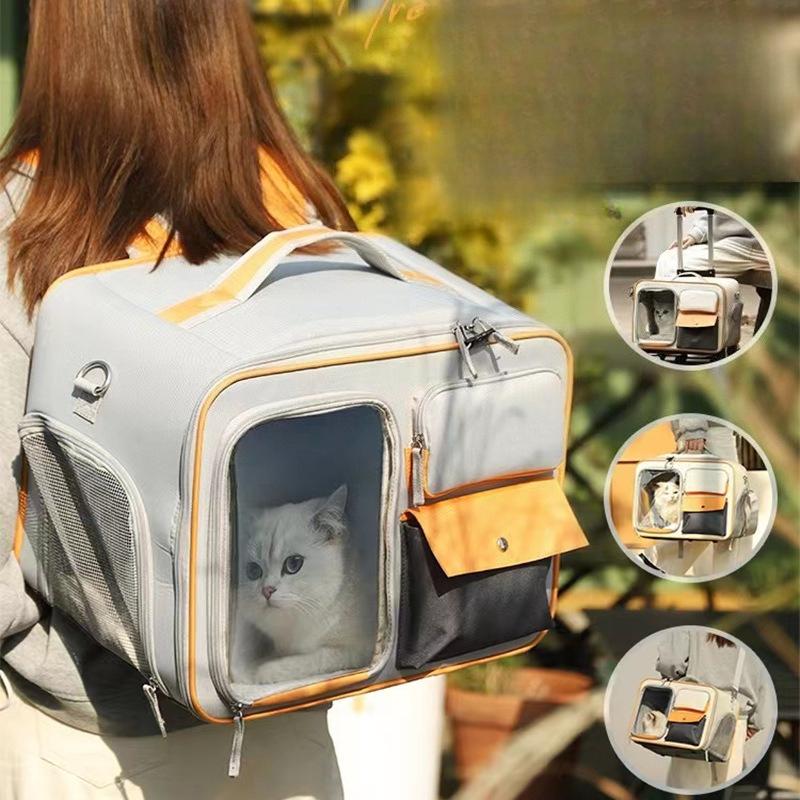 Oxford Cloth Portable Pet Trolley Case Travel Carrier Bag for Cats & Small Dogs Anti-Stress Cat Backpack Lightweight Luggage Bag
