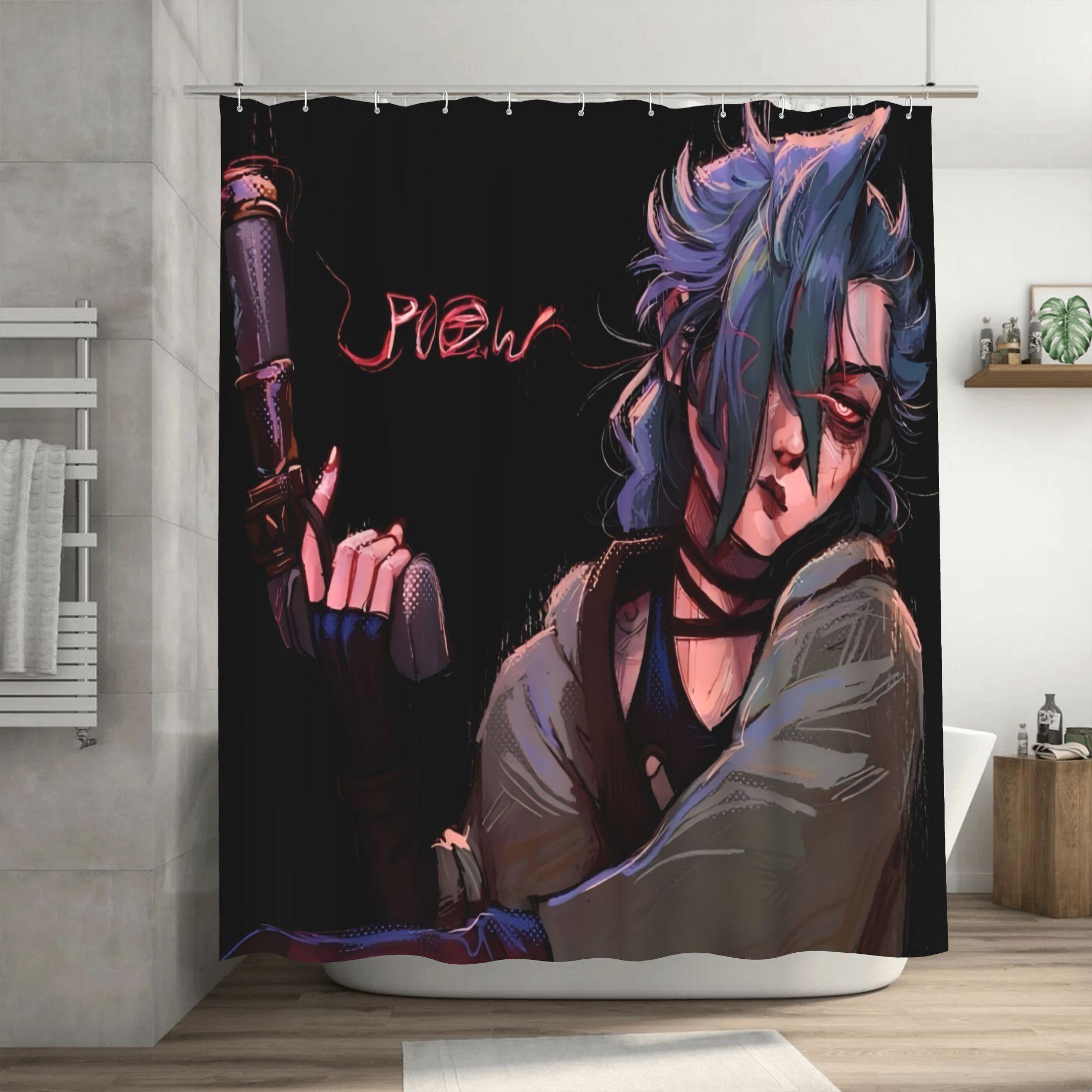 

Jinx Theme Art Shower Curtain, Removable Polyester Fiber With Character Design, Ideal For Enthusiasts And Stylish Bathrooms, W60H190(CM)-1 Pcs