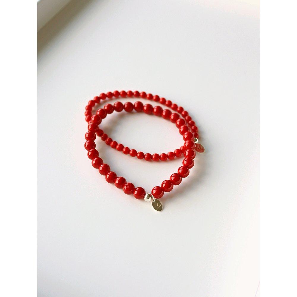 [ Modernlike / Headquarters Genuine ] Silver 925 Coral Red Pearl Bracelet