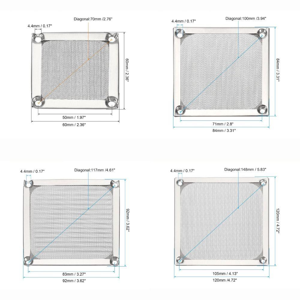 Aluminum Computer Fan Filter Grills Silver Black Axial Flow Fan Mesh Dust Cover  Computer Cooling
