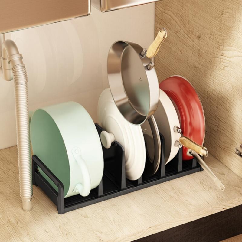 Kitchen Pot Lid Holder Cookingware Organizer Cutting Board Pot Cover Pan Holder Cabinet Pantry Sink Accessories Bowls Dish Rack