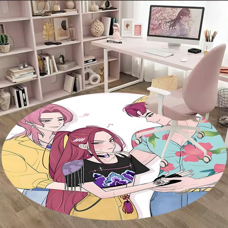 1pc KPop Demon Hunters27 Print Round Carpet Chair Round Carpet Suitable for Bedroom Living Room Home Decorative Carpet
