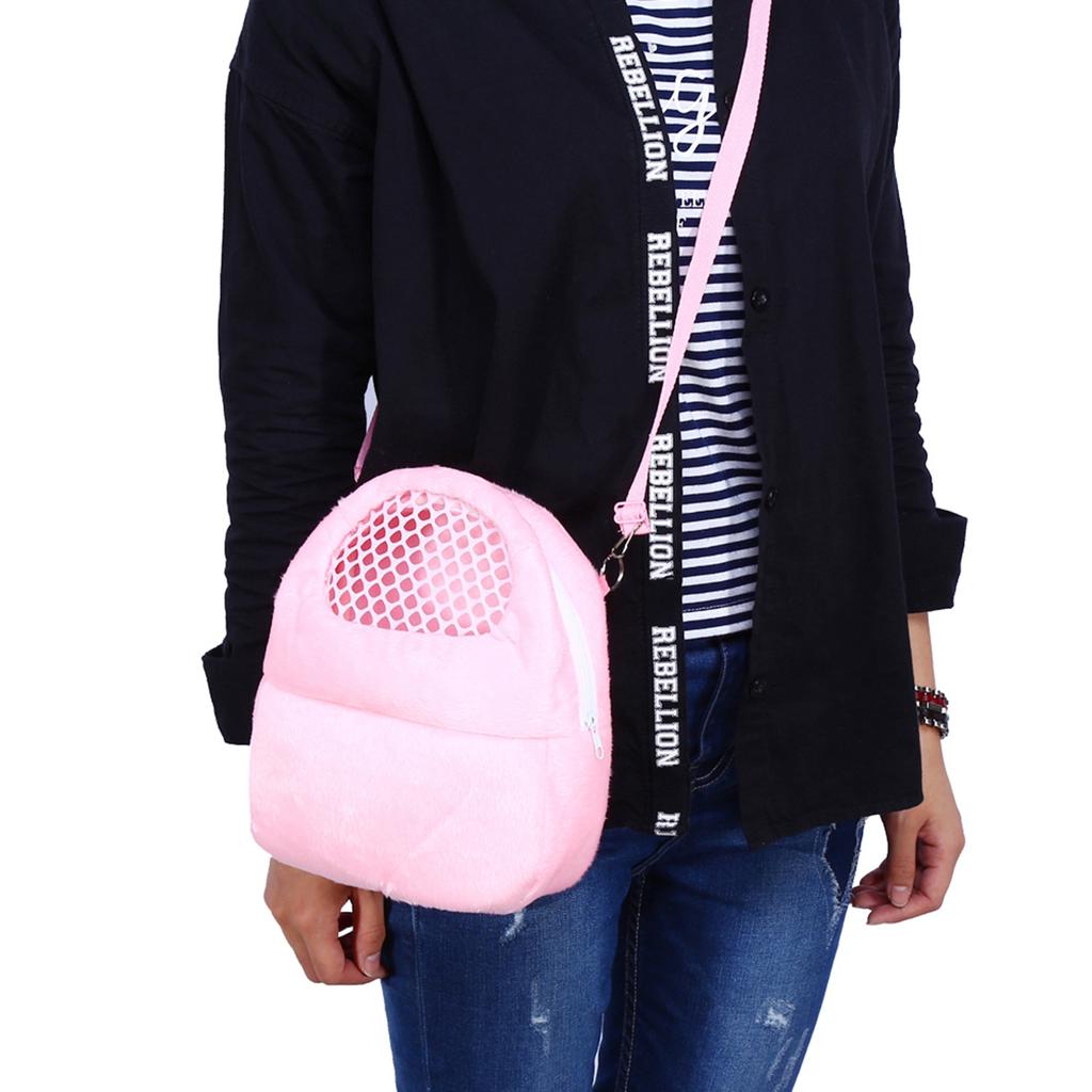 Pet Carrier Hamster Rat Hedgehog Rabbit Ferret Sleeping Outgoing Travel Packet Bag (Pink)