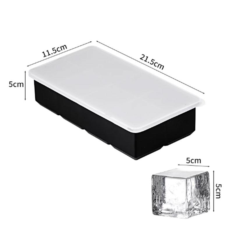 Ice Cube Tray Silicone Ice Ball Freezer Mold Square Ice Cube Maker with Lid 6/8 Grids for Whiskey Cocktail Coffee Accessories