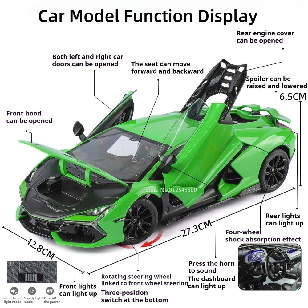 1:18 Large Scale Revuelto LP770 Car Model Toy Alloy Diecast Sound Light Shock Absorption Super Cars Models Boys Gifts Ornament