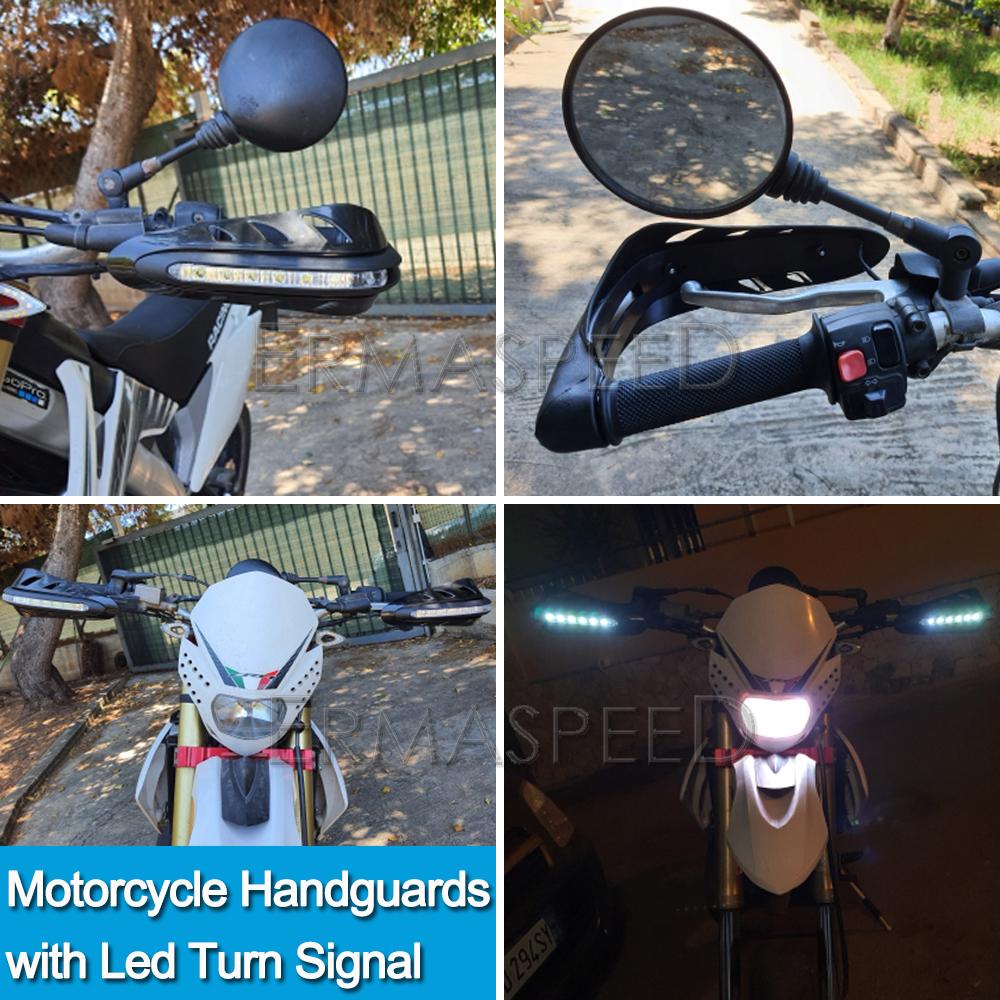 Apărători universale pentru mâini pentru motociclete de 22 mm cu indicatori de semnalizare LED pentru motocross Dirt Bike Protector pentru mâini pentru