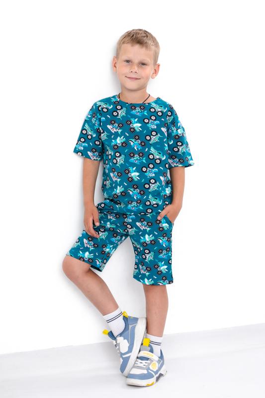 

Літній комплект для хлопчиків (Футболка + Шорти) – Дихаючий трикотаж та веселий принт, Літо , 6458-055 HC 104 бірюзовий