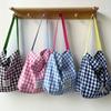 Chic Plaid Canvas Tote Bag for Women Large Capacity, Perfect for Beach, Travel & Shopping
