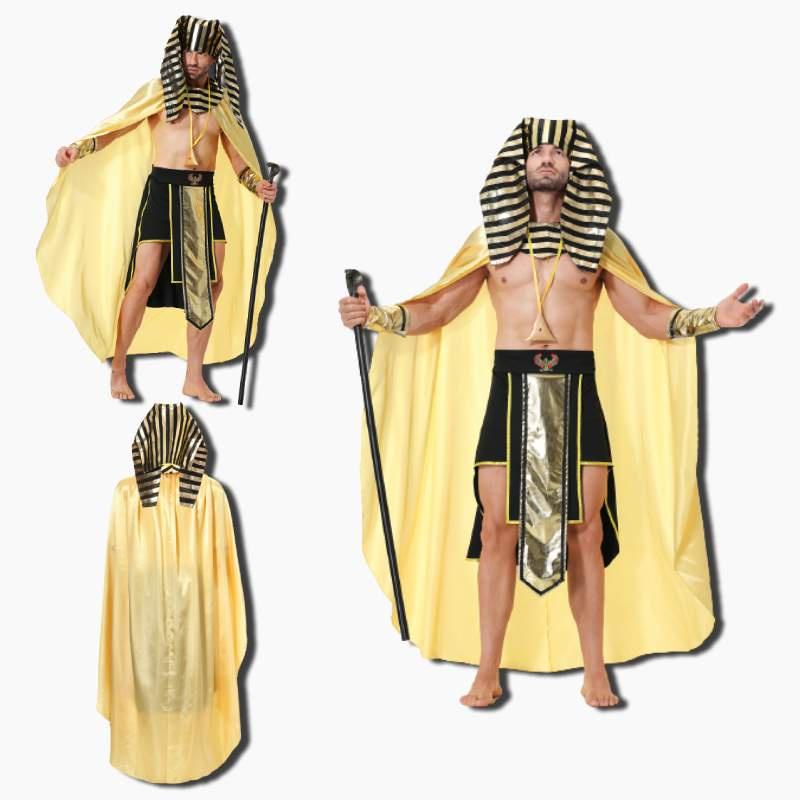 Egyptian Pharaoh Cos Costume For Adults Perfect For Halloween Party Polyester Fiber Material