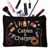 1pc Tech Accessories Organizer Pouch–Colorful Icons Design Travel Makeup Bag, Portable Storage for Chargers, Cables, Power Banks