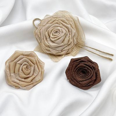 Dry Rose Fabric Camellia Hair Accessories Handmade Diy Three-Dimensional Flower Brooch Clothing Accessories Flowers