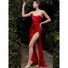European & American Style Women's Sexy High Waist Slit Dress - Slim Fit Evening Gown