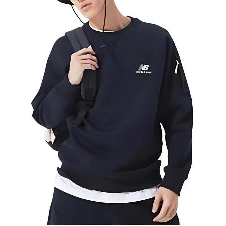 New Balance Men's New Balance Logo Printing Round Neck Pullover Black AMT21359-BK