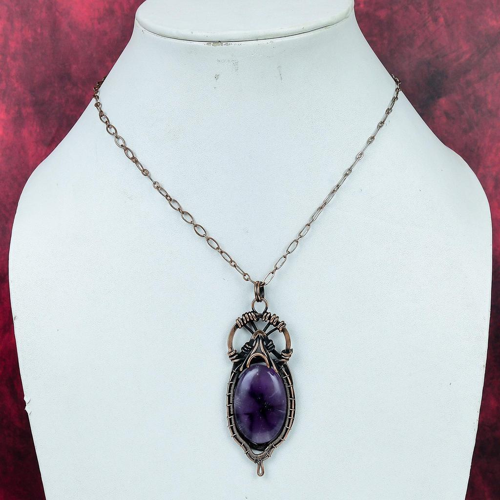 Star Amethyst Gemstone Pendant Copper Wire Wrapped Unique Jewelry Gifts For Wife