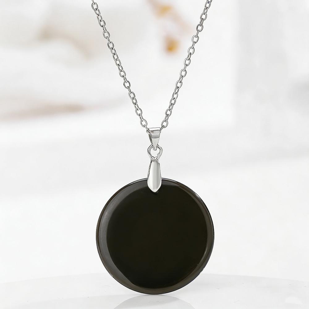 Round Slice Stone Pendent Necklace Natural Tiger Eye Lapis Lazuli Stone Chain Necklace Exquisite Jewelry Gift For Women