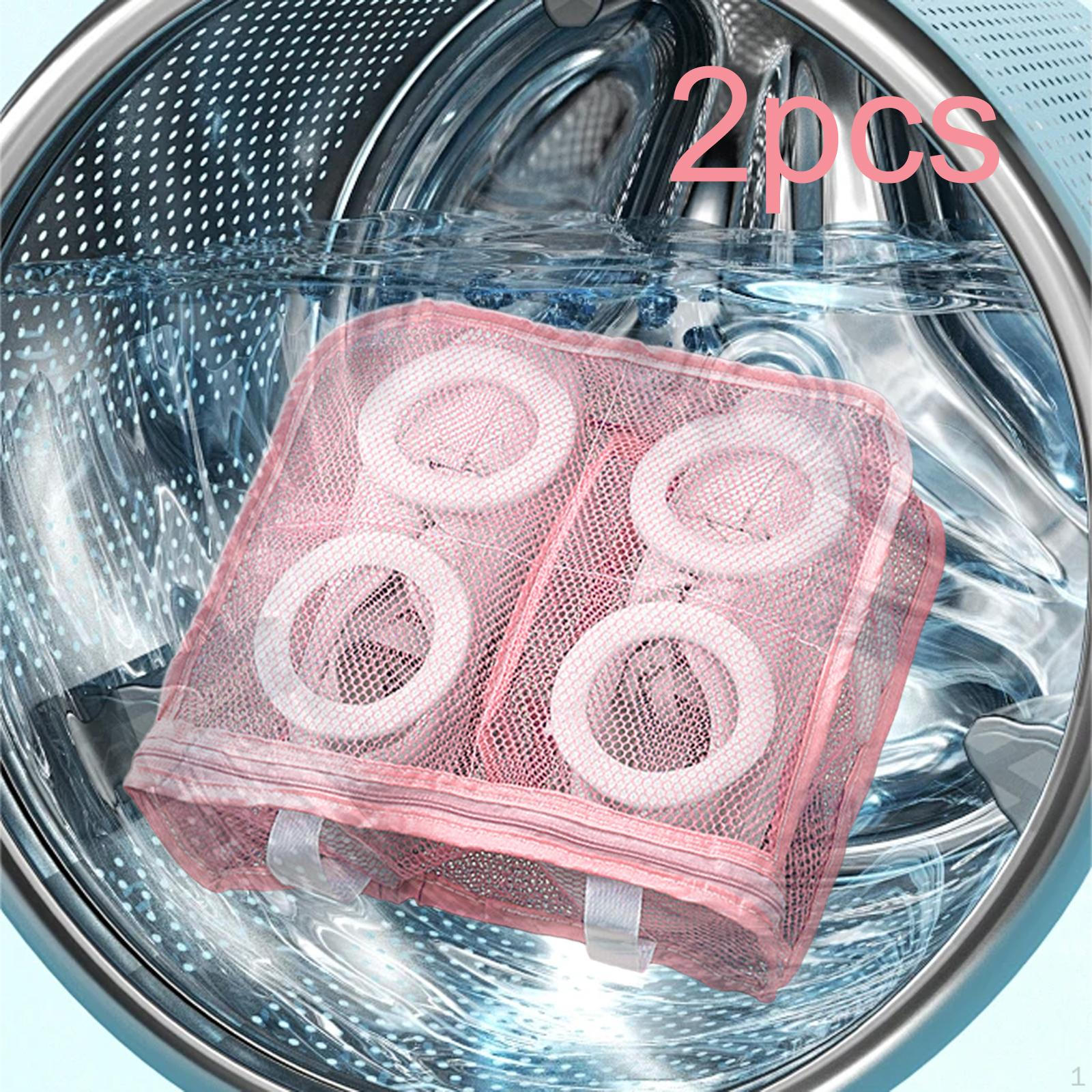 

2 шт. сетчатые мешки для стирки обуви многоцелевые женские мужские туфли для стирки в стиральной машине розовый