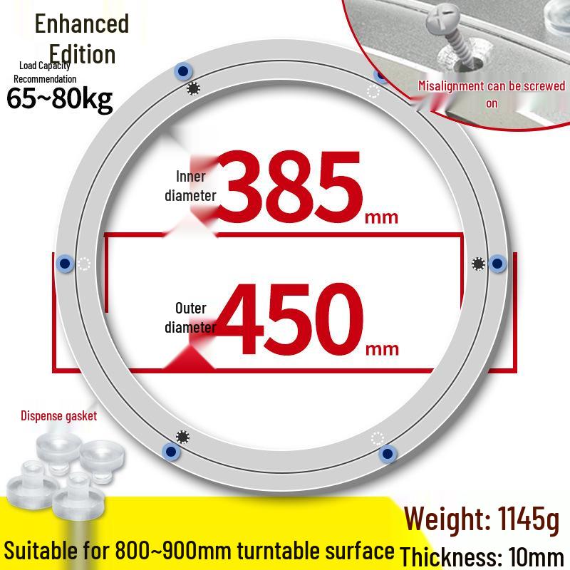 Round Marble Wooden Dining Table with Silent Aluminum Lazy Susan and Rotating Base