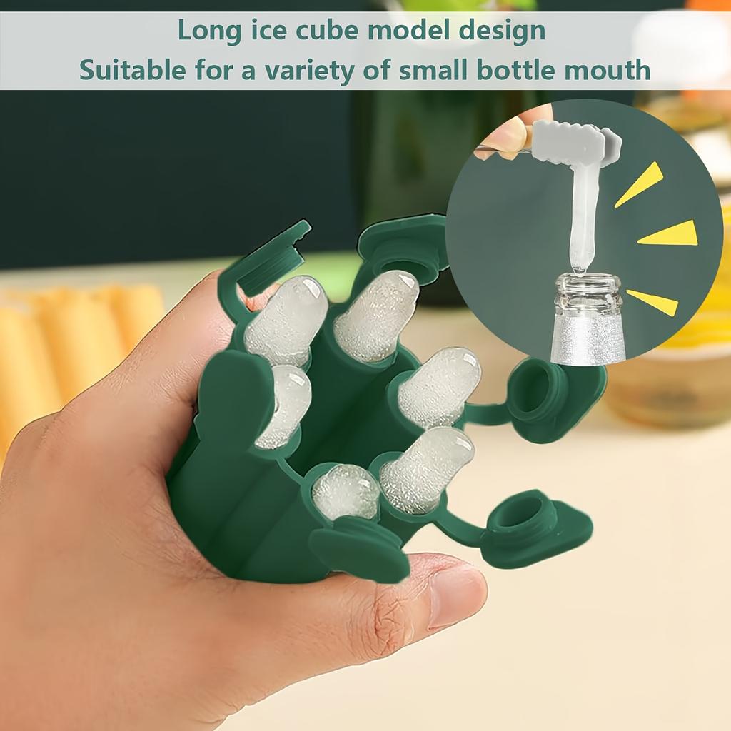 5 Pack Silicone Ice Cube Tray with Lid, Long Shape 6 Holes Ice Cube Molds, Ice Maker Flexible , Easy Release Ice Tray with Spill-Resistant Cover