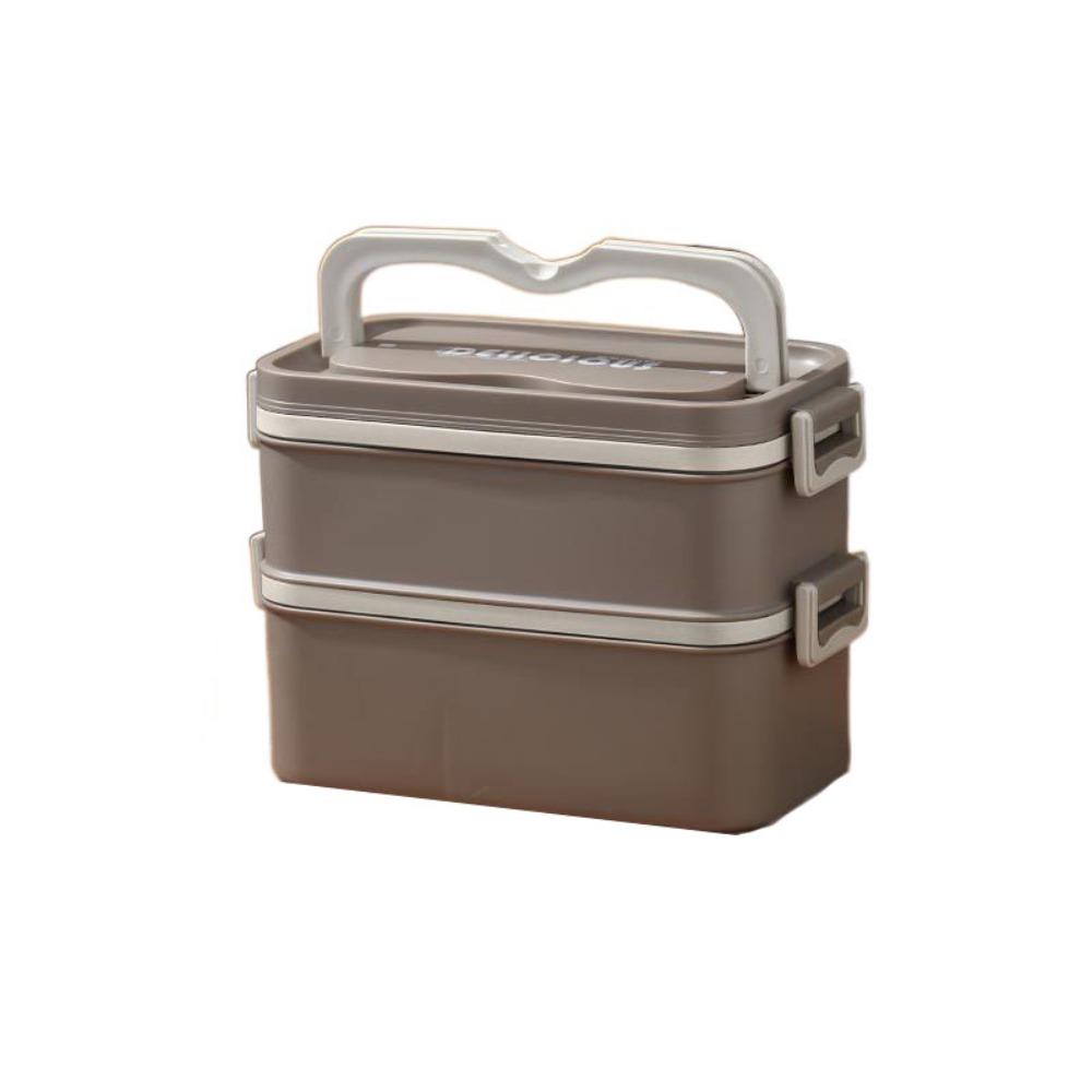 

2/3 Layers Multi Layer Lunch Box SUS304 Divided Food Storage Container Student Brown 2Layers