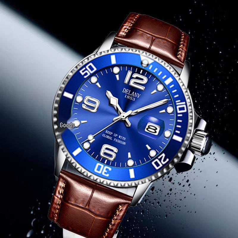 Men’s Fashionable Luminous Quartz Watch with Steel Band and Calendar