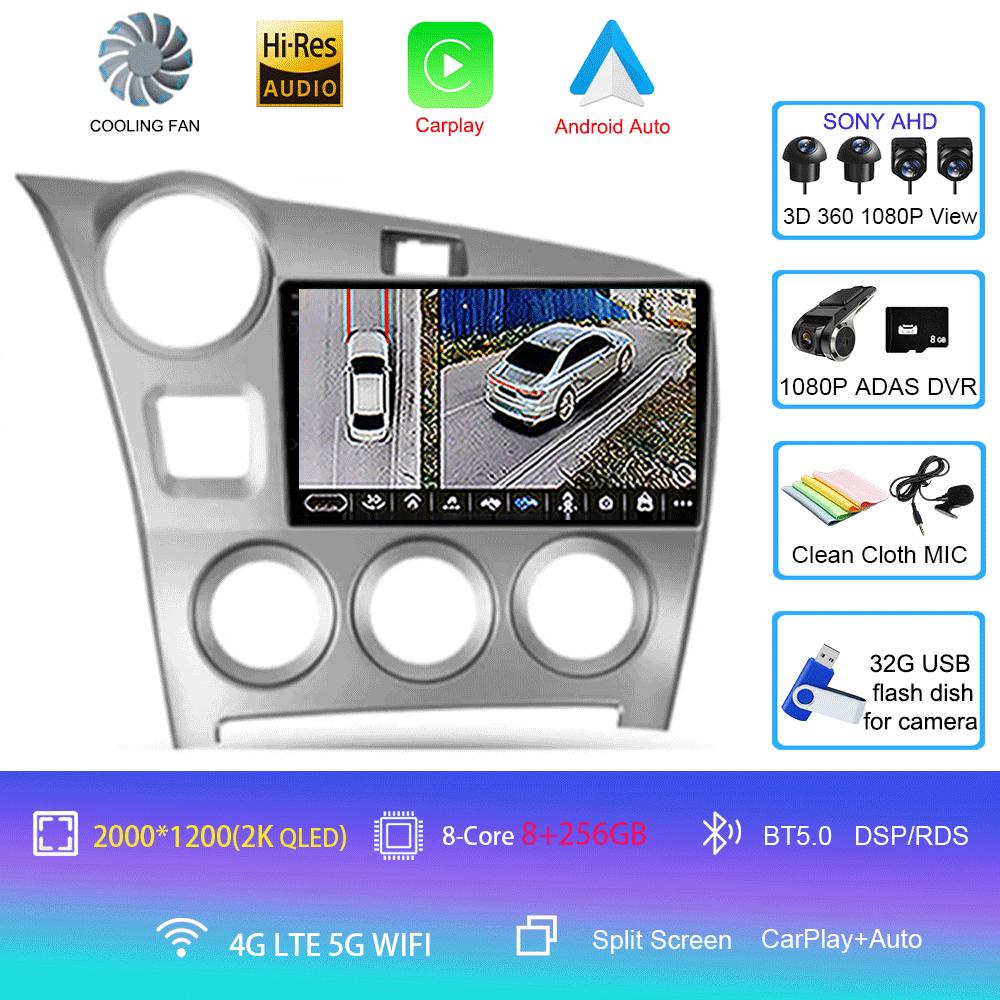 Android 14 Carplay Auto Car Radio For Toyota Matrix 2 E140 2008 2009 2010 2011 2012 2013 2014 Multimedia Player Navigation GPS