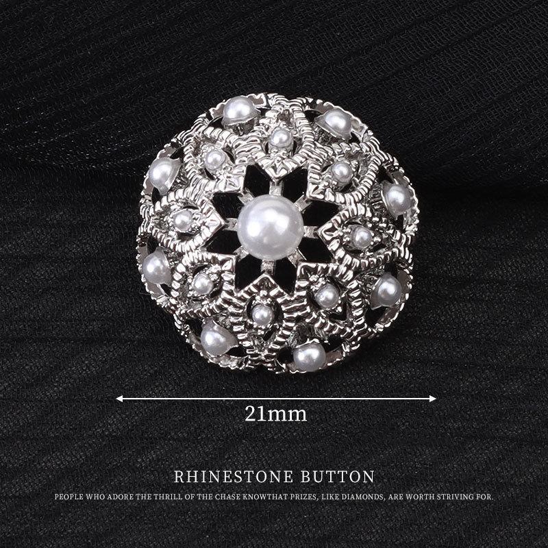 

5 шт. Пуговицы-жемчужины для норковой шубы, Высококачественные Изысканные Модные Кристальные Пуговицы с Бриллиантами, Пуговицы для Меховой Одежды, Куртки, Женского Топа Silver 21.5mm