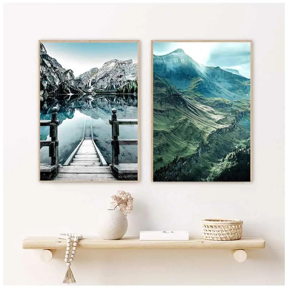 Print Painting Living Room Decoration Picture Scandinavian Dolomites Lake Nature Landscape Nordic Style Wall Art Canvas