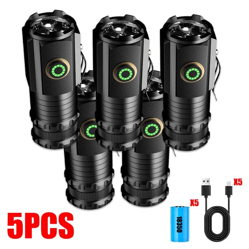 3*SST20 2000LM Powerful LED Flashlight Mini EDC High Power Tactical Torch 5 Modes Rechargeable Camping Lantern Use 18350 Battery