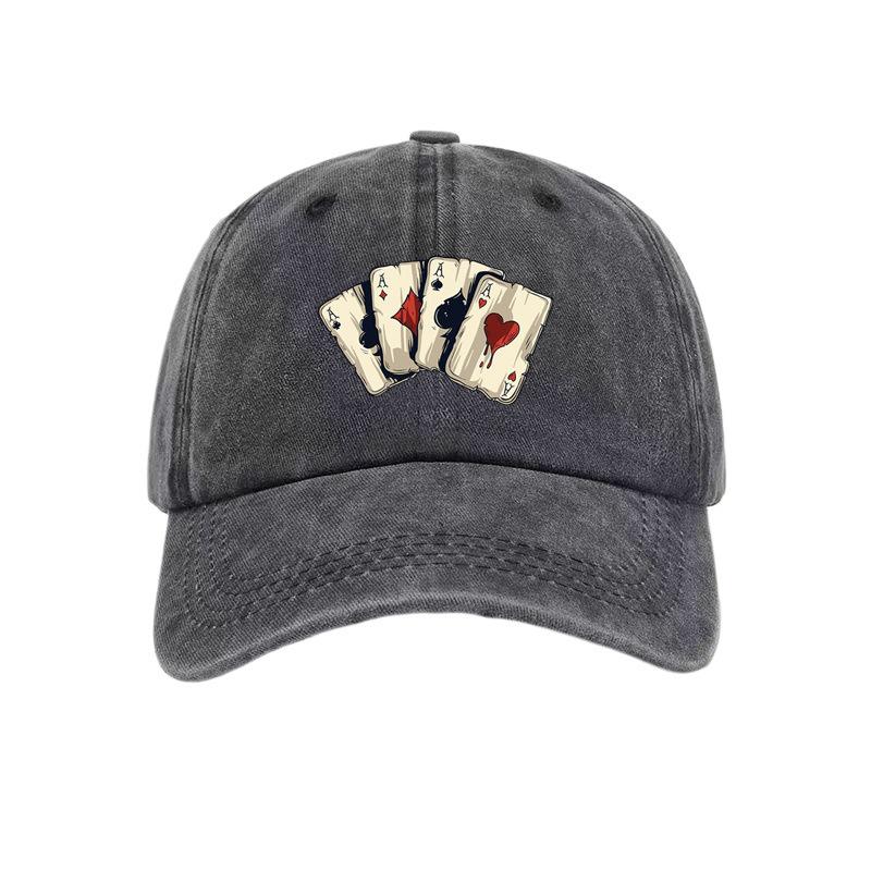 A Unisex Baseball Cap with AAAA Playing Card Print, Soft Top, Vintage Style for Men and Women, Adjustable Fit, Suitable for Outd